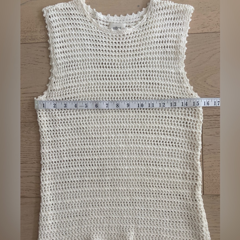 Aritzia Wilfred Peek Cotton Crochet Tank Top XXS Cream - Picture 7 of 9